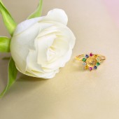 Inel din argint placat cu aur galben 18K Floare multicolora DiAmanti DIA40168